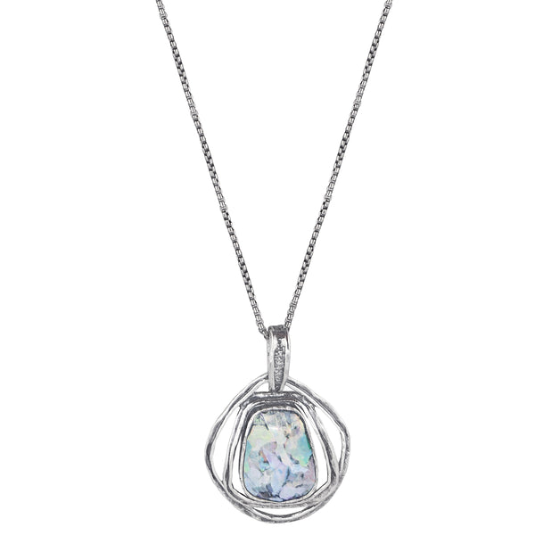 Israeli Roman Glass Echo Pendant Necklace