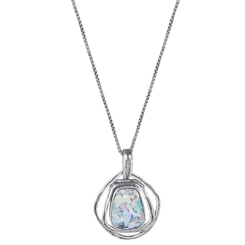 Israeli Roman Glass Echo Pendant Necklace