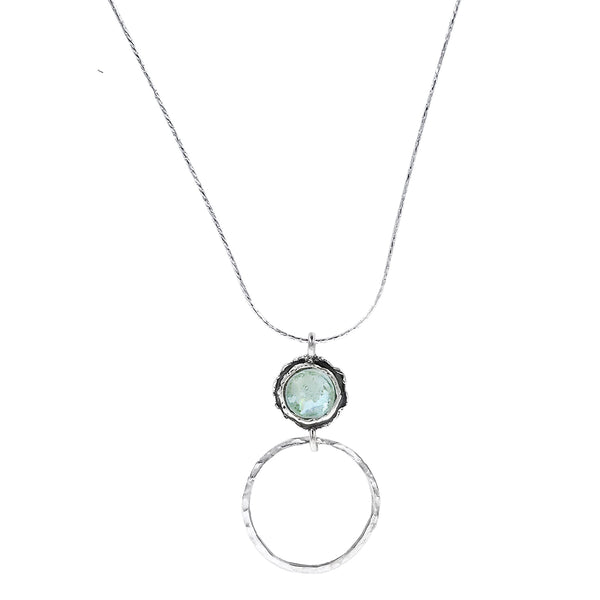 Israeli Roman Glass Ithil Hammered Hoop Necklace