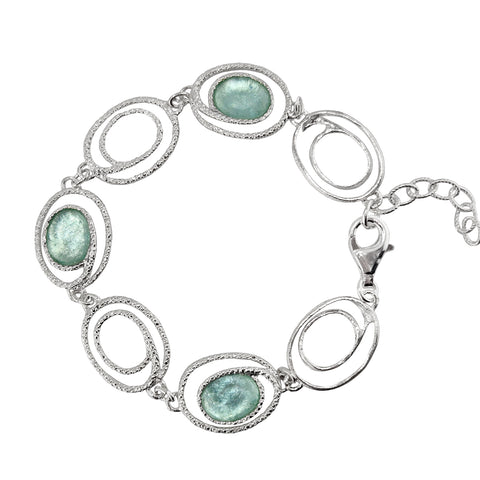 Israeli Roman Glass Mediterranean Shores Spiraling Links Bracelet