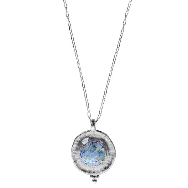 Israeli Roman Glass Pendant Of Strength Necklace