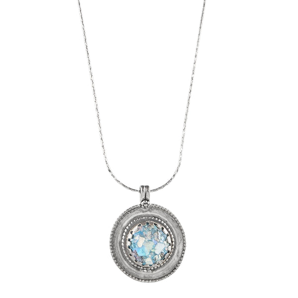 Israeli Roman Glass Scalloped Lace Border Necklace