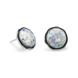 Israeli Roman Glass Sculpted Wavy Post Earrings