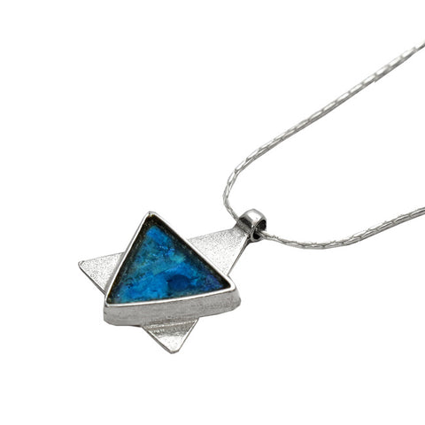 Israeli Roman Glass Star Of David Necklace