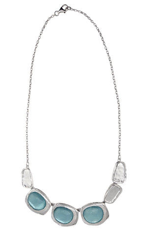 Israeli Roman Glass luminous Pools Necklace Full View