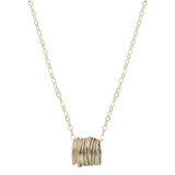 Israeli Shimmering Gold Sterling Open Ring Pendant Necklace