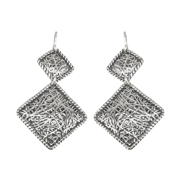 Israeli Sterling Silver Dynamically Textured Double Drop Earrings
