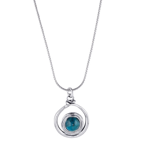 Israeli Turquoise Mobius Pendant Necklace