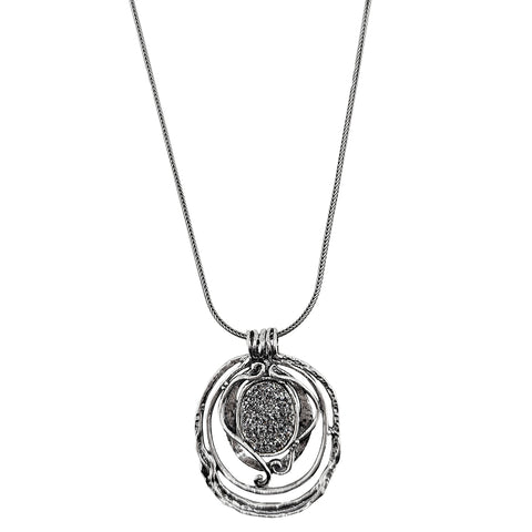 Israeli Woven Druzy Pendant Necklace