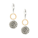 J & I Hoop Hammered Disc Drop Earrings