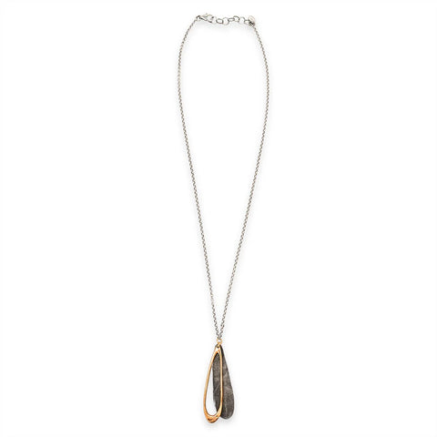 J & I Layered Teardrop Ancient Bronze Pendant Necklace Full Size