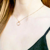 J & I Petite Gilded Sparkle Hoop Necklace On