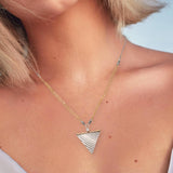 J & I Sterling Silver Sparkling Triangle Drop Pendant Necklace On