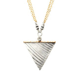 J & I Sterling Silver Sparkling Triangle Drop Pendant Necklace