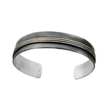 J & I Three Gold Bands Sterling Cuff Bracelet