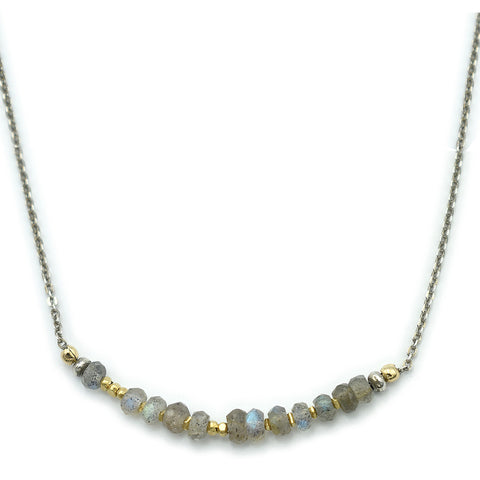 J & I River Of Blue Labradorite Bar Necklace