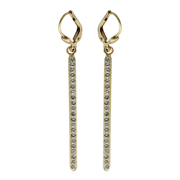 La Vie Parisienne Swarovski Crystals Gold Stick Earrings