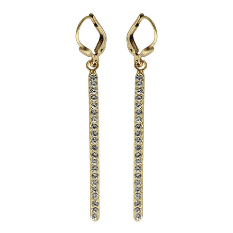 La Vie Parisienne Swarovski Crystals Gold Stick Earrings