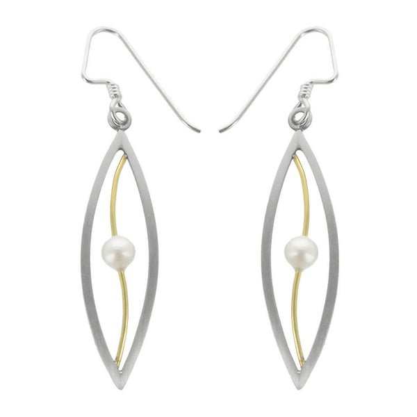 Mar Marquise Mixed Metal Pearl Earrings