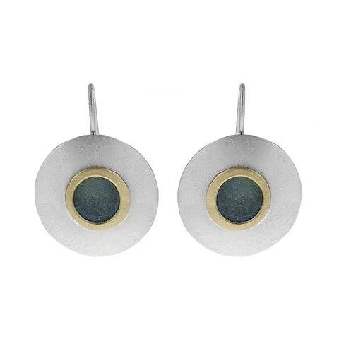 Mar Brushed Sterling Gold Encircled Sea Glass Earrings