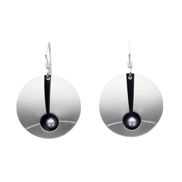 Mar Of Santa Barbara Elegant Open Silver Pearl Earrings