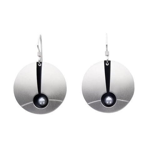 Mar Of Santa Barbara Elegant Open Silver Pearl Earrings