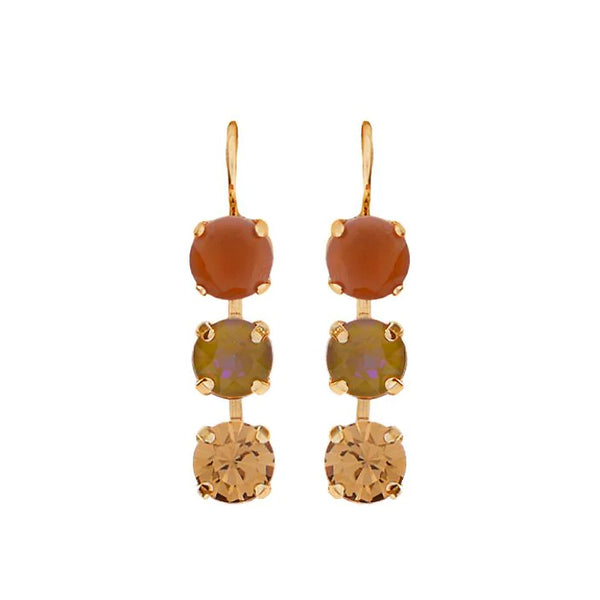 Mariana Three Stone Amaretto Austrian Crystal Earrings