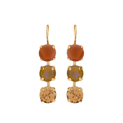 Mariana Three Stone Amaretto Austrian Crystal Earrings