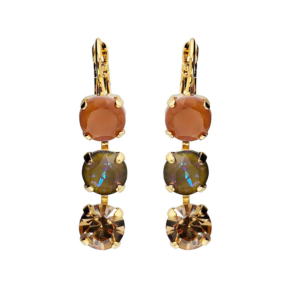 Mariana Three Stone Amaretto Austrian Crystal Earrings
