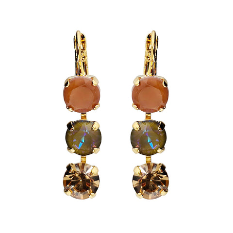 Mariana Three Stone Amaretto Austrian Crystal Earrings
