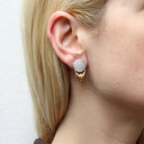 Marjorie Baer Cascading Golden Accent Rings Clip Earrings On