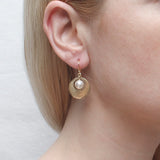 Marjorie Baer Cutout Disc White Pearl Earrings On