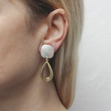 Marjorie Baer Dimensional Double Teardrop Clip Earrings On
