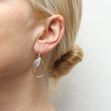 Marjorie Baer Graceful Silver Leaf On Golden Hoop Earrings On