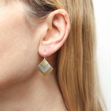 Marjorie Baer Layered Gold Silver Triple Diamond Earrings On