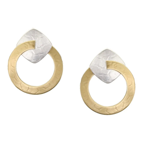 Marjorie Baer Open Hoop Gold Silver Clip Earrings