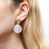 Marjorie Baer Sculptural Arched Sun Moon Disc Clip Earrings