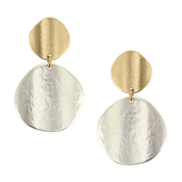 Marjorie Baer Sculptural Arched Sun Moon Disc Clip Earrings On