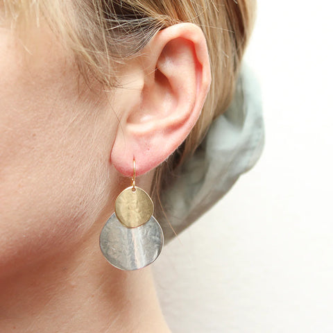 Marjorie Baer Sculptural Arched Sun Moon Disc Earrings On