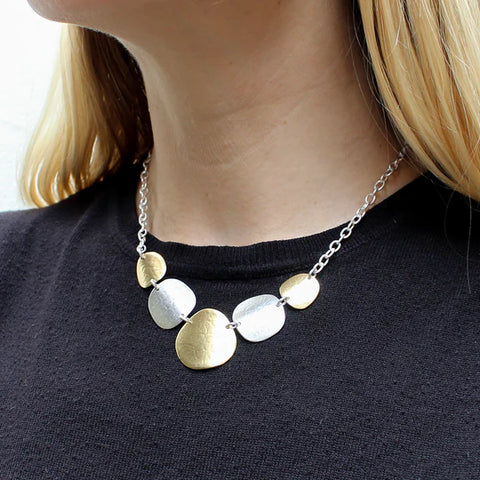 Marjorie Baer Sun Moon Linked Disc Necklace On