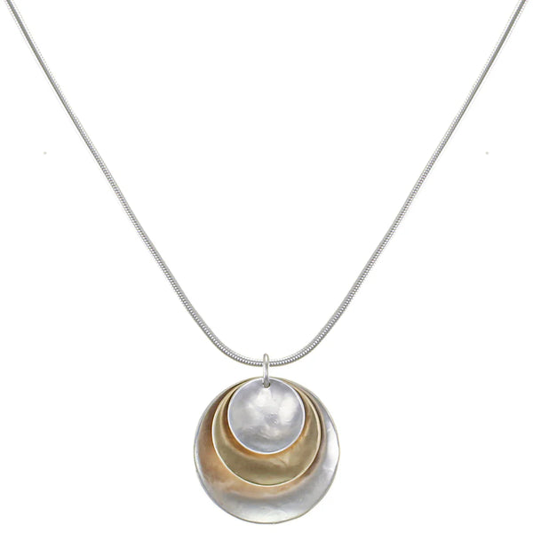 Marjorie Baer Triple Nestled Discs Pendant Necklace