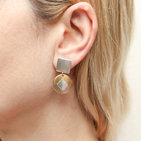 Marjorie Baer Urban Layers Silver Gold Post Earrings On