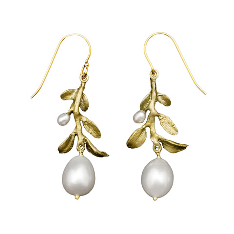 Michael Michaud Victorian Vine Pearl Drop Earrings