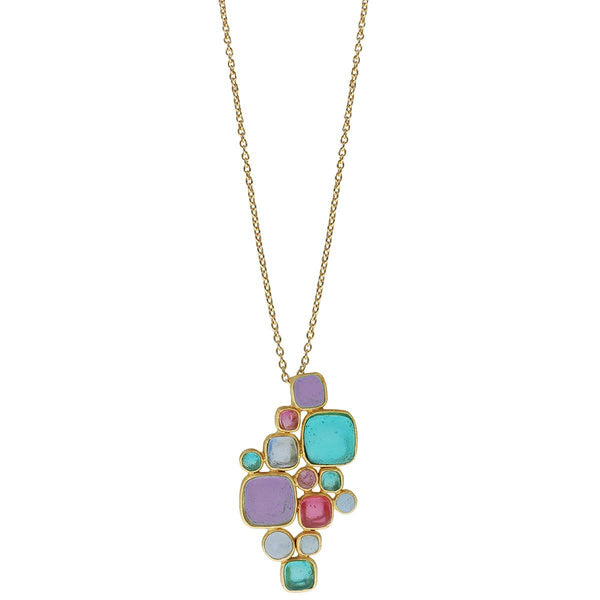 Michael Vincent Michaud Vibrant Harmony Colorful Cluster Pendant Necklace