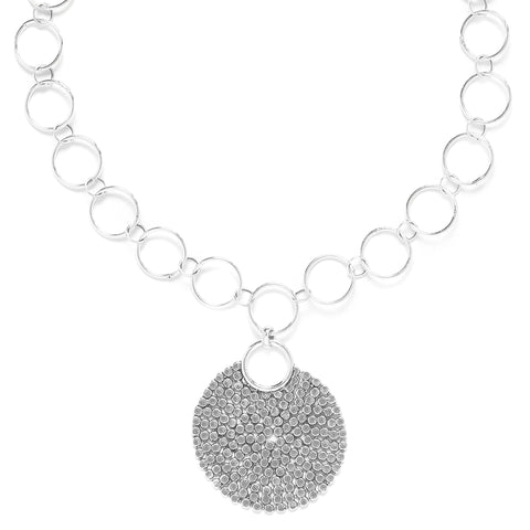 Open Silver Links Starburst Pendant Necklace