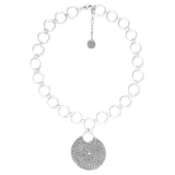 Open Silver Links Starburst Pendant Necklace Full View