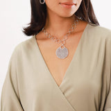 Open Silver Links Starburst Pendant Necklace  On