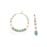 Ori Tao Bijoux Amazonite And Freshwater Pearls Hoop Earrings