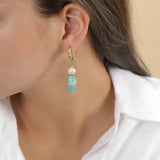 Ori Tao Bijoux Amazonite And Freshwater Pearls Drop Earrings On