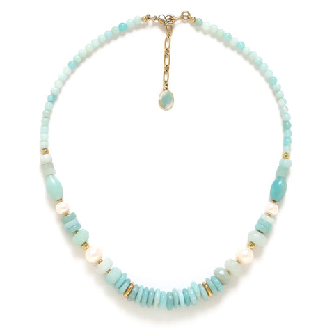 Ori Tao Bijoux Captivating Blend Of Amazonite And Freshwater Pearls Necklace Full View